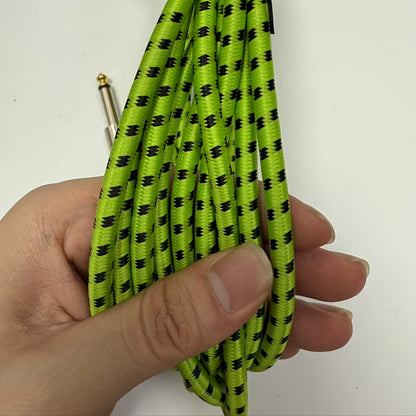 New Green Fluorescent Guitar Cable 1/4 Inch With Right Angle Connector, Spring Loaded For Easy Plug And Play, Essential For Electric Guitars, Basses, Amps, Keyboards, Mandolins, And Studios | Audio Cables/Green Is Cooler/Brighter/More Stylish