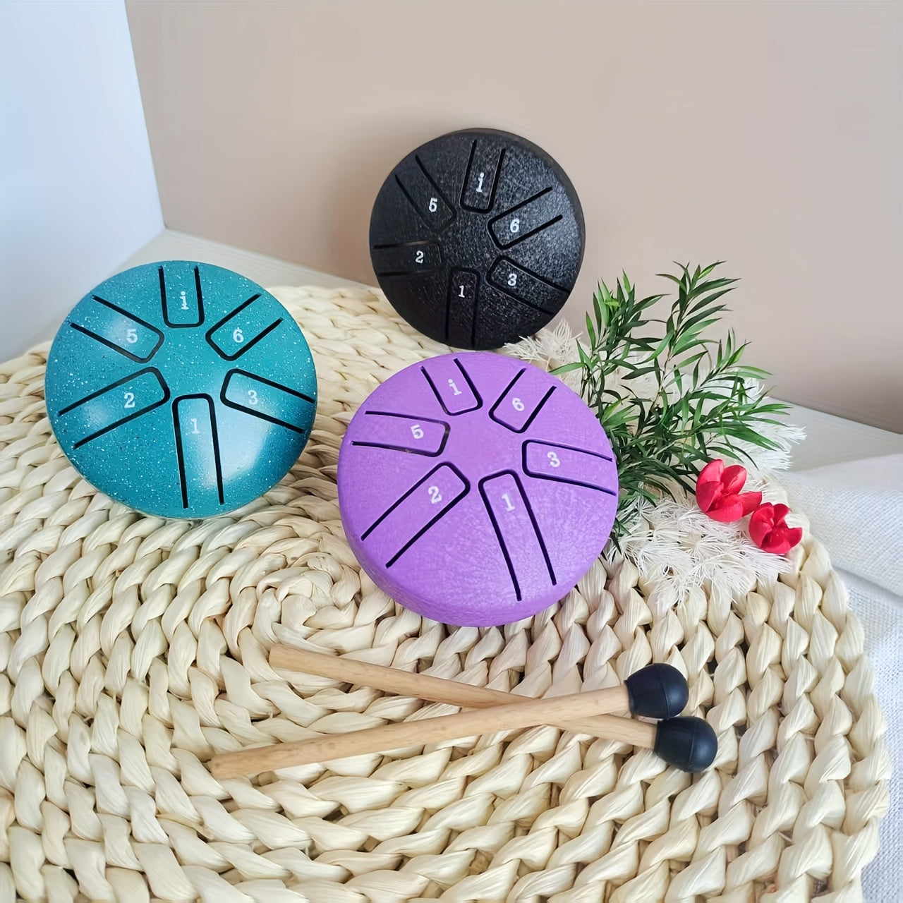 3-inch 6-tone Steel Tongue Drum, 6-inch 8-tone Hollow Drum Iron Drum, 6-inch 11-tone Outdoor Rain Drum, Percussion Instrument, with Travel Bag, Music Book, Drumsticks And Stand