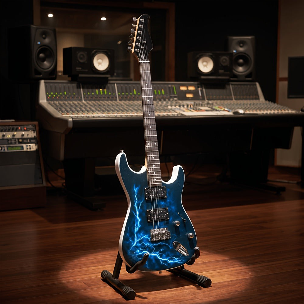 Full Size Blue Electric Guitar Kit with Amp Cable, Strap and Gig Bag