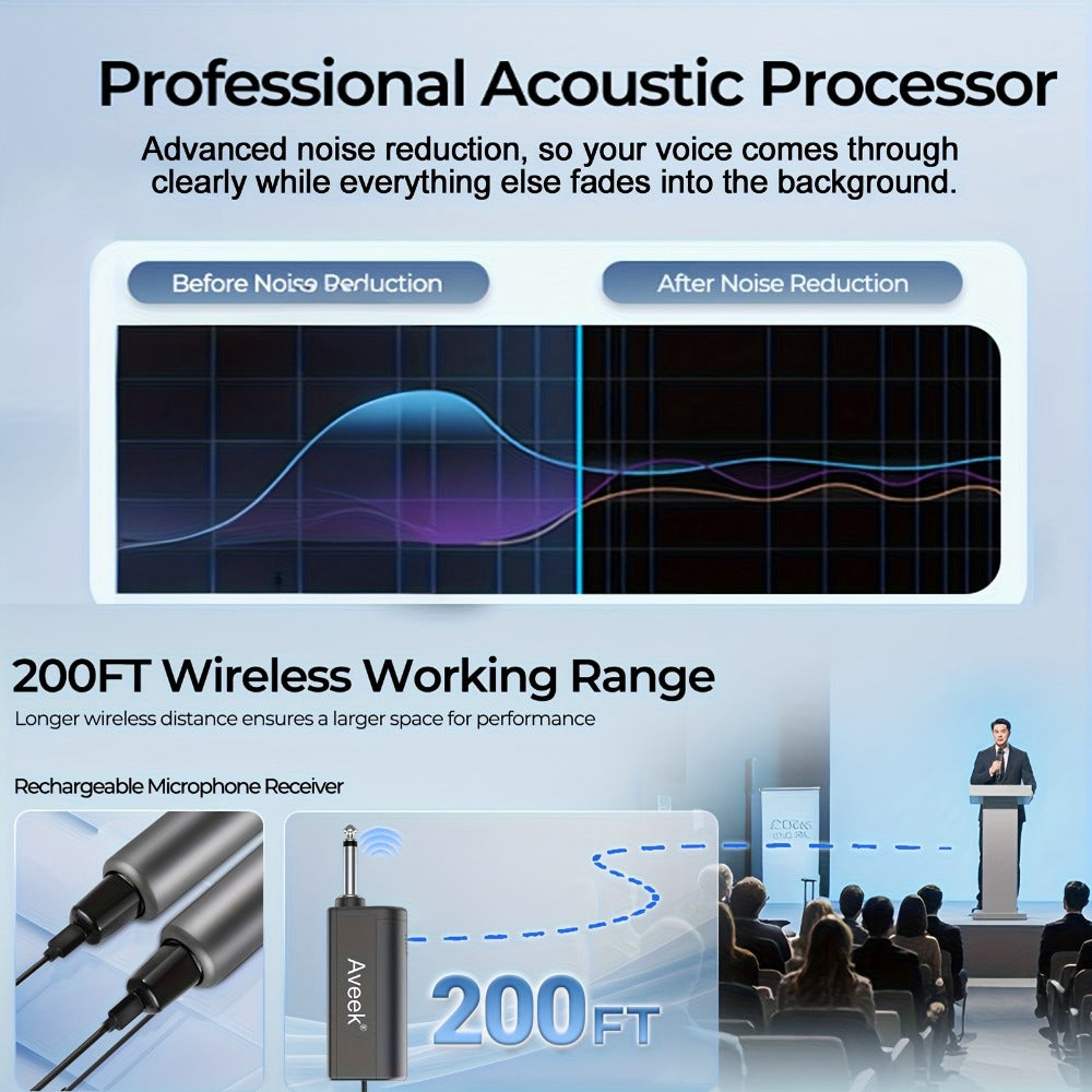 Wireless Karaoke Microphone, Wireless, USB-C, Aveek, Dynamic for Portable Singing