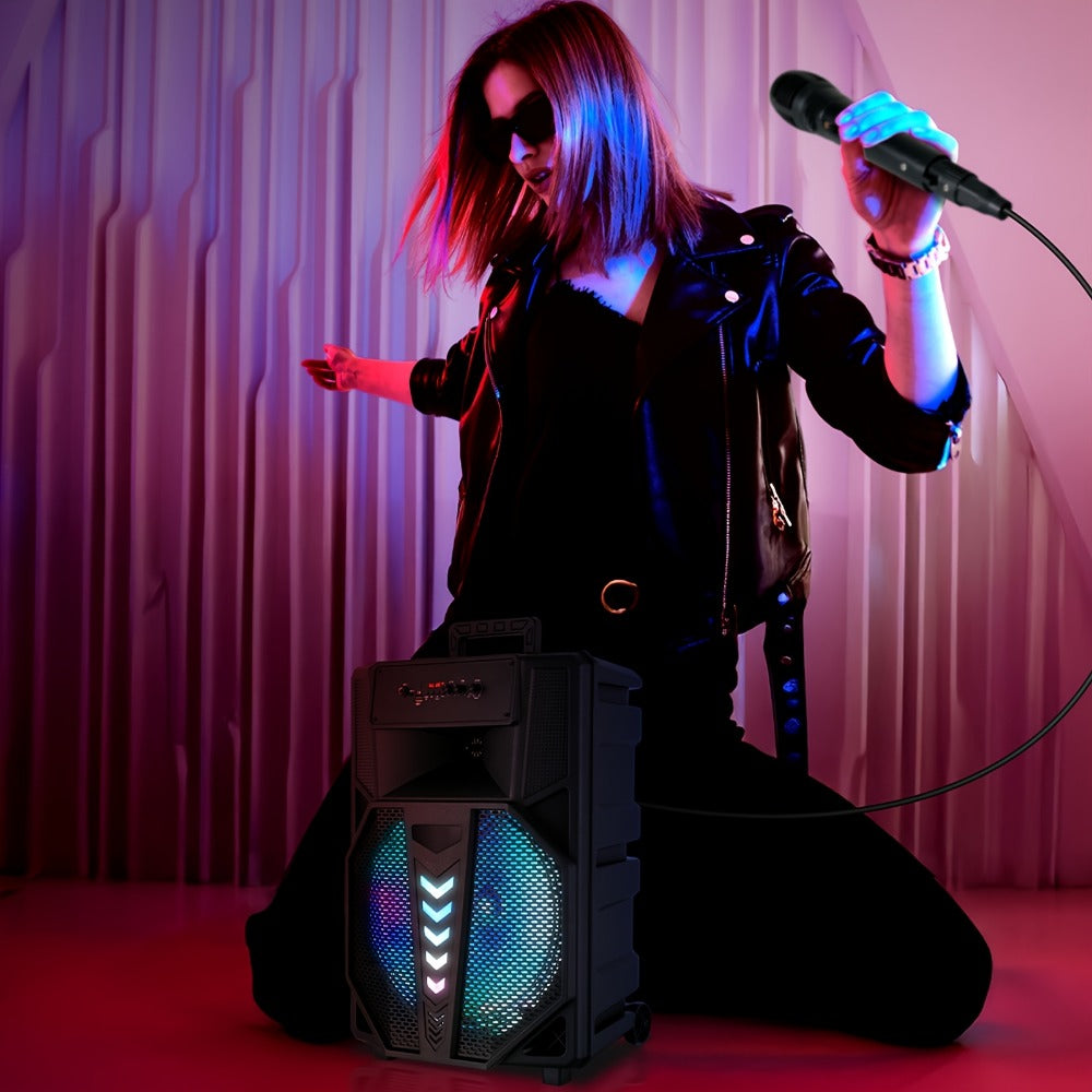 15-Inch Portable PA Speaker with RGB Lights, Wireless Audio and Mic