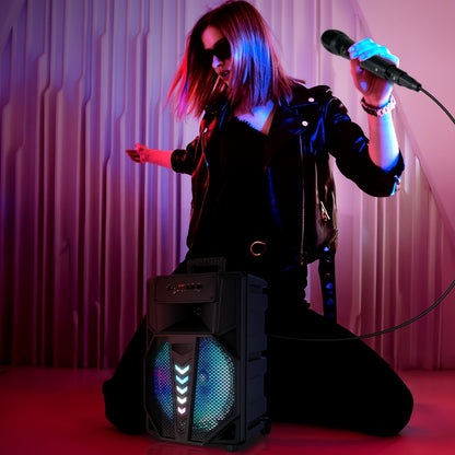 15-Inch Portable PA Speaker with RGB Lights, Wireless Audio and Mic