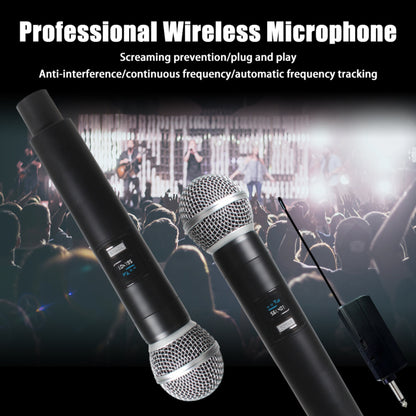 Dual-Channel Wireless Microphone System with 2 Handheld Microphones, Suitable for Events, Podcasts, Live Broadcasts, And Meetings with Low Latency (Rechargeable Version)