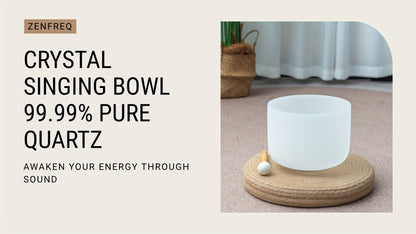 Quartz Crystal Singing Bowl, 8-Inch White Sound Bowl with Mallet