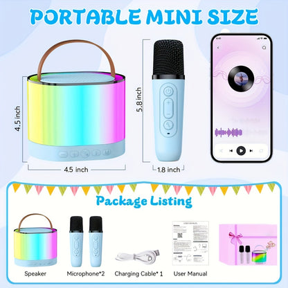 Portable PA Speaker, Blue Upgraded Version, Wireless, USB-C, Mini, Karaoke, Machine