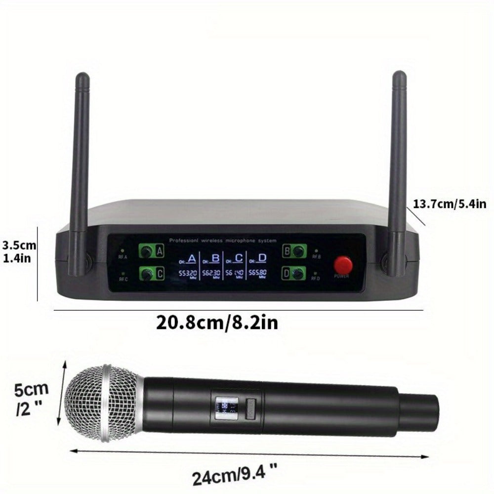 Recording Microphone, Wireless, Four-channel, Handheld for Recording and Streaming