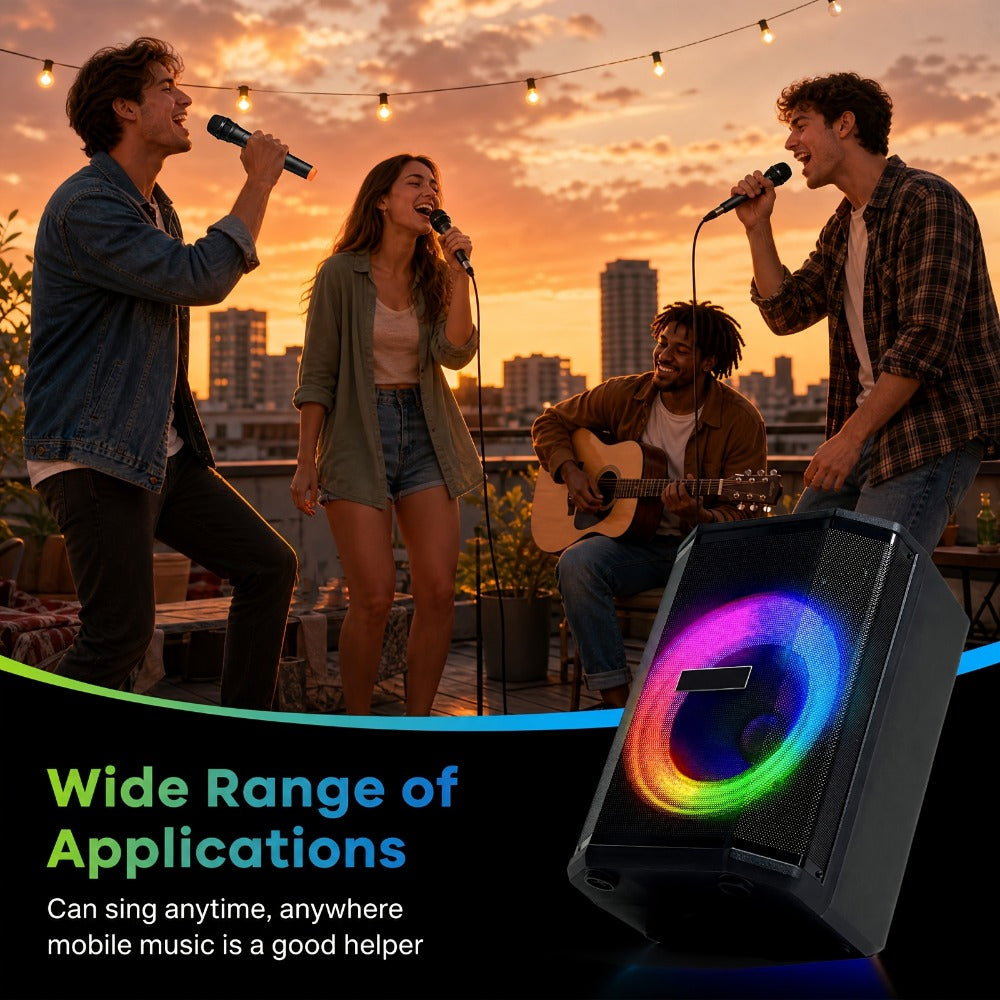 Portable PA Speaker, Sound Activated, Remote Control, Wireless for Parties and Karaoke