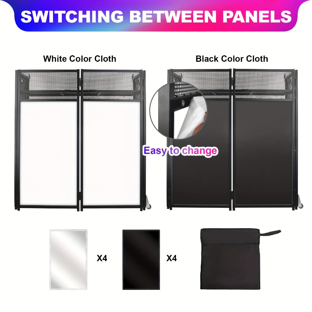 Portable DJ Booth, Portable, 5 inch, Facade for Supporting And Screening Dj Controllers