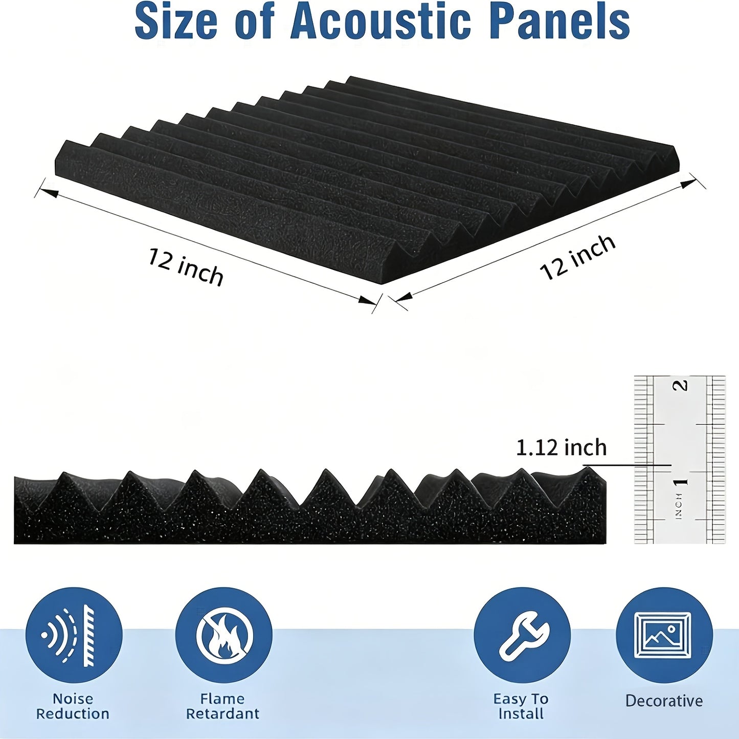 [Soundproof Foam Boards] High-Density Soundproof Foam Boards, 11.81x11.81x1.12inch - Acoustic Insulation Panels for Recording Studios, Home Theater, Game Rooms, Conference Rooms & Bedrooms - Wall And Ceiling Soundproofing, Gaming Room Insulation 24-120pac