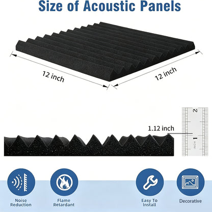 [Soundproof Foam Boards] High-Density Soundproof Foam Boards, 11.81x11.81x1.12inch - Acoustic Insulation Panels for Recording Studios, Home Theater, Game Rooms, Conference Rooms & Bedrooms - Wall And Ceiling Soundproofing, Gaming Room Insulation 24-120pac