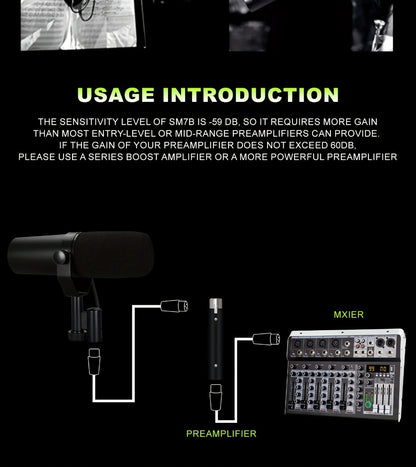 Recording Microphone, Dynamic, Professional, SM7B for Recording and Streaming
