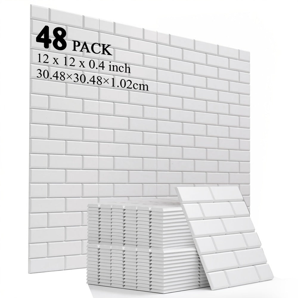 Acoustic Wall Panel, 48pcs, Self-Adhesive for Reducing Room Reflections In Recording