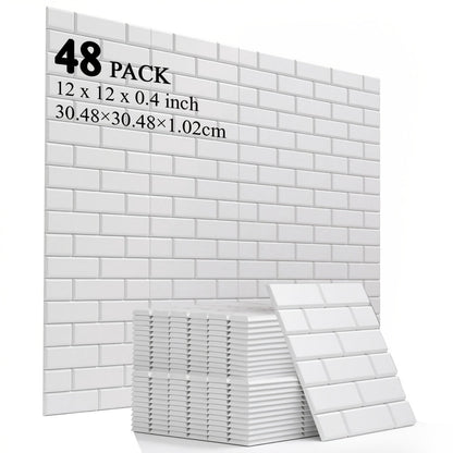Acoustic Wall Panel, 48pcs, Self-Adhesive for Reducing Room Reflections In Recording