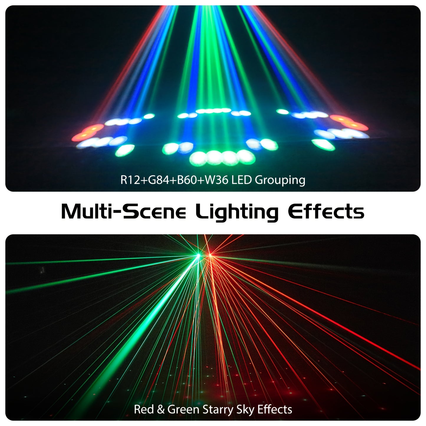 [Ideal For DJ Parties] 40W LED Laser RGBW Stage Light With 23 Programmable Dynamic Effects And Starlight Show Controlled By Auto And Sound-Activated DMX With Adjustable Speed/Sensitivity Ideal For DJ Parties/Ktv/Home