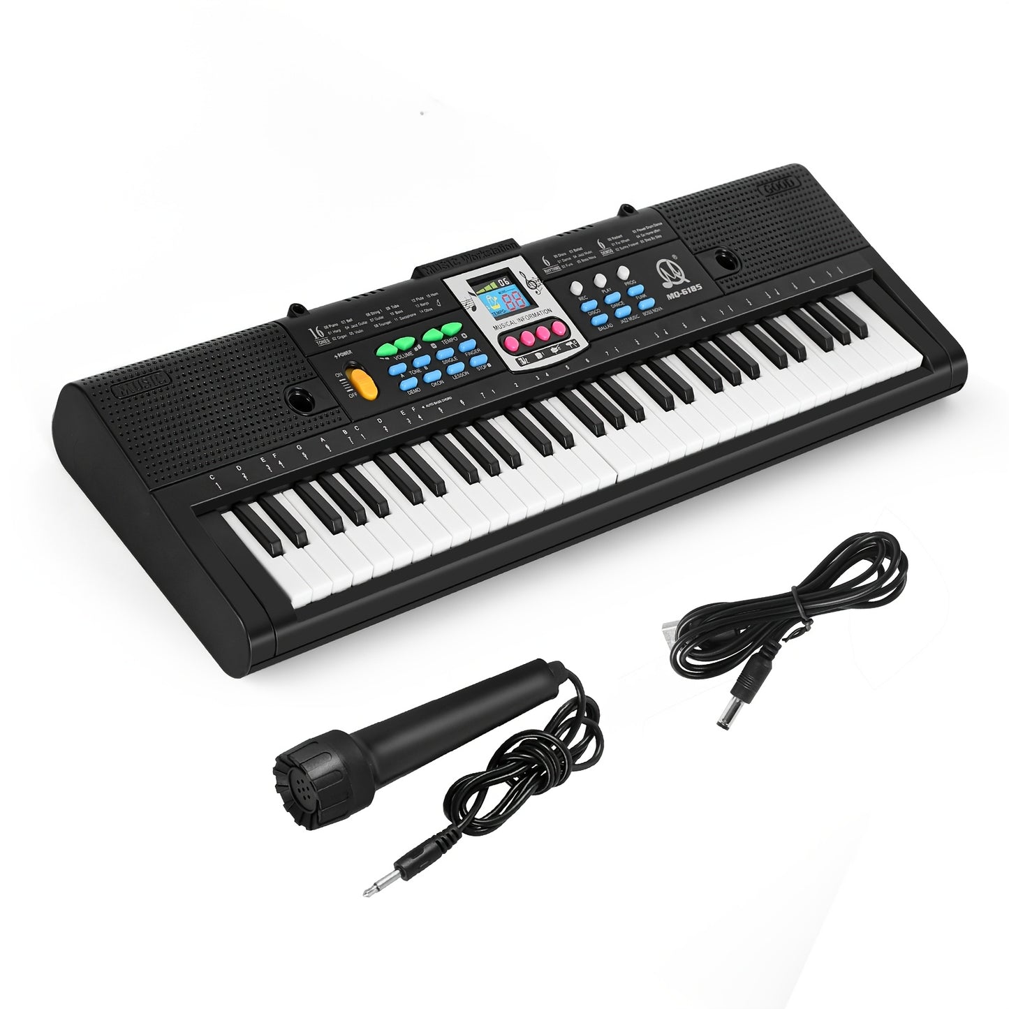 Piano Keyboard, 61 Keys Beginner Electronic Keyboard Portable Digital Music Keyboard, Music Instrument with Microphone & USB Cable, Ideal for Beginners And As A Teaching Gift