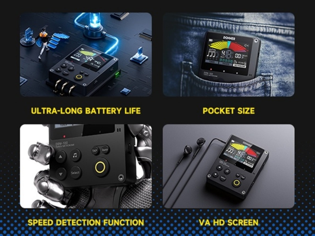 Portable Digital Metronome with Four Modes and Rhythm Trainer for Musicians