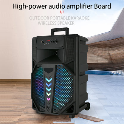 10000W Portable Wireless PA Speaker System - with Single 15 Inch Subwoofer, Outdoor Karaoke Machine W/ Microphone And Stand, DJ Lights, Support for USB/TF/AUX/FM/TWS, Rolling Wheels, for Party And Church