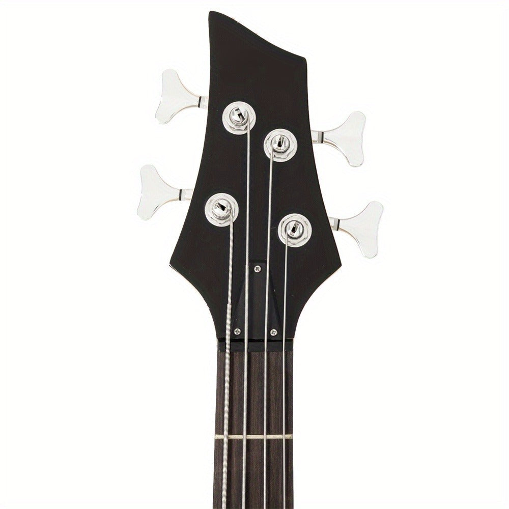 Electric Bass Guitar, Obsidian, Full Size, LEADZM, Burning, Fire for Lessons and Practice