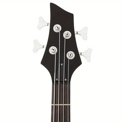Electric Bass Guitar, Obsidian, Full Size, LEADZM, Burning, Fire for Lessons and Practice