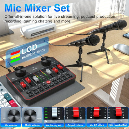 USB Audio Interface, Cardioid, USB, Rechargeable, Professional, Mixer for Recording