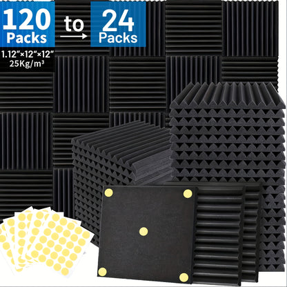 [Soundproof Foam Boards] High-Density Soundproof Foam Boards, 11.81x11.81x1.12inch - Acoustic Insulation Panels for Recording Studios, Home Theater, Game Rooms, Conference Rooms & Bedrooms - Wall And Ceiling Soundproofing, Gaming Room Insulation 24-120pac