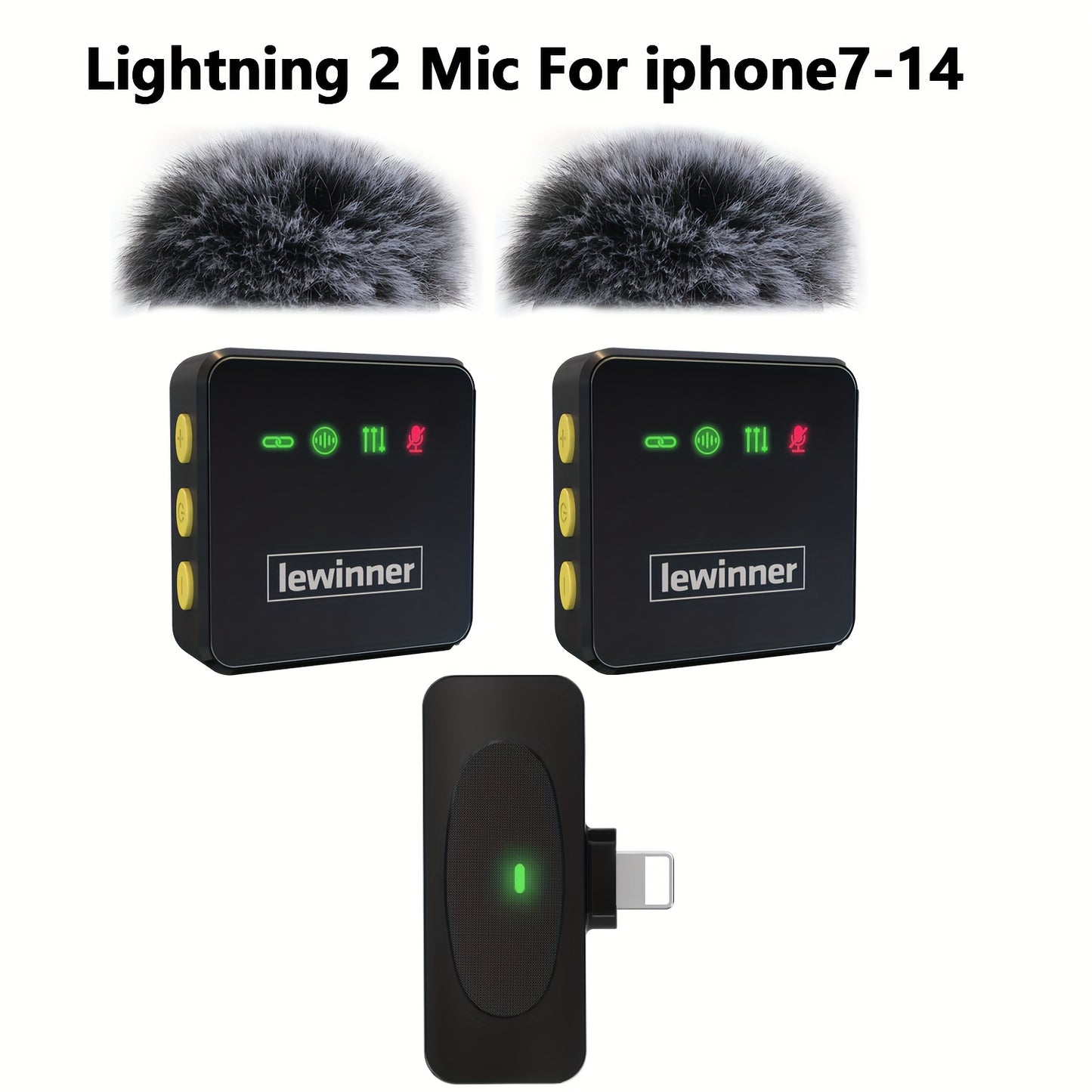 Lewinner New Wireless Lavalier Microphone, 48kHz CD Quality Sound, Professional Noise Reduction Lapel Mic, Wireless Microphone for Vlogging, for Smartphone, Tablet, Laptop.