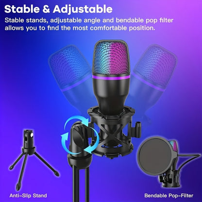 Recording Microphone, USB, Condenser, XLR, Podcast for Recording and Streaming