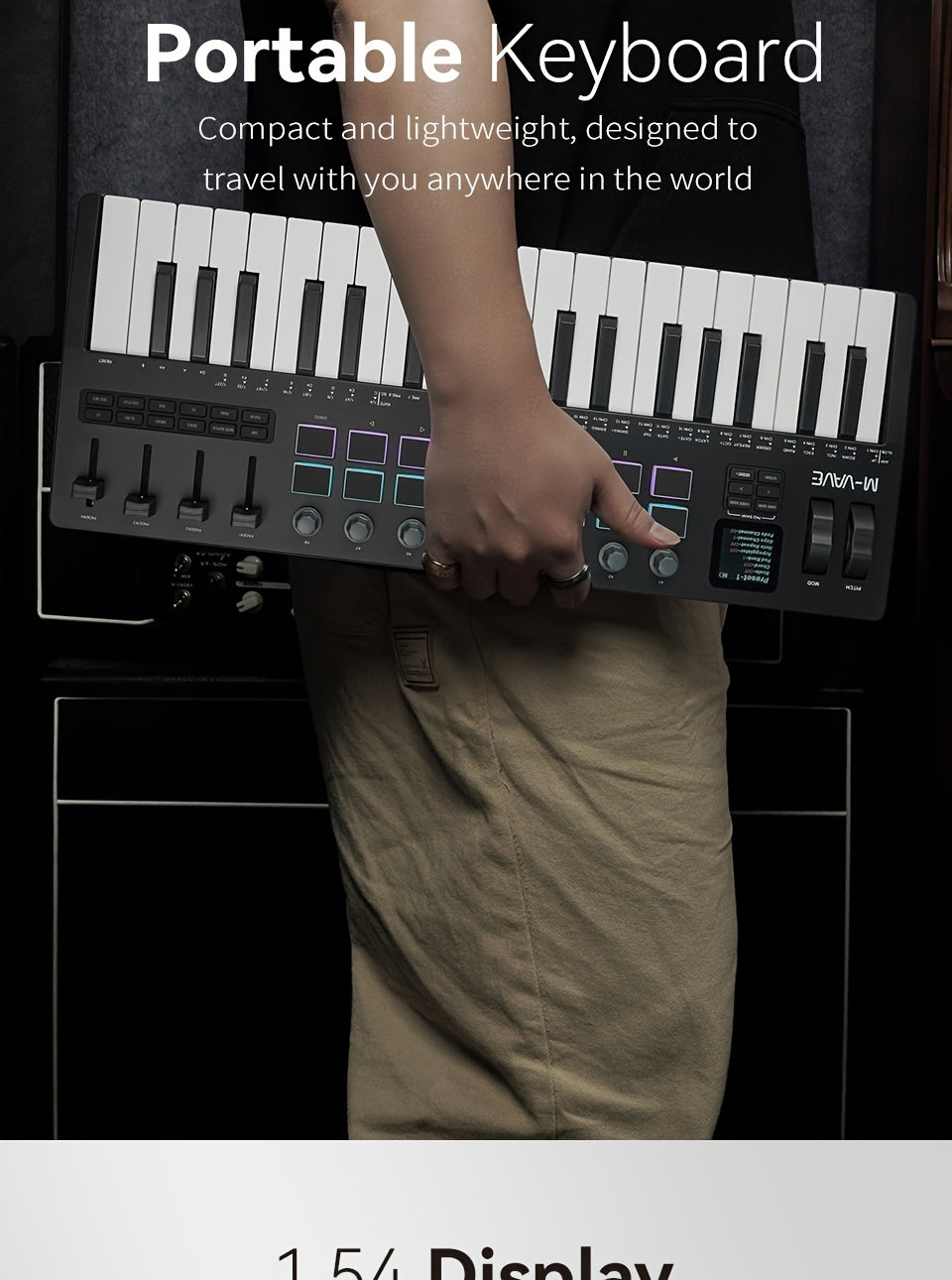 M-VAVE SMK37PRO Professional MIDI Keyboard with 37 Keys, Wireless for Music Composition And Synthesis