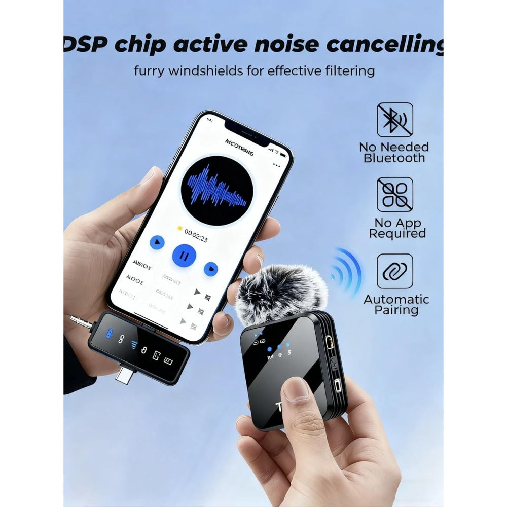 Recording Microphone, Wireless, 328ft, 3-in-1, Mini for Recording and Streaming