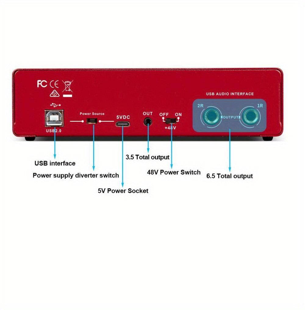 2-Channel USB Audio Interface, 24-Bit/192kHz with 48V Phantom Power