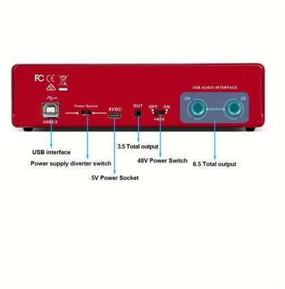 2-Channel USB Audio Interface, 24-Bit/192kHz with 48V Phantom Power
