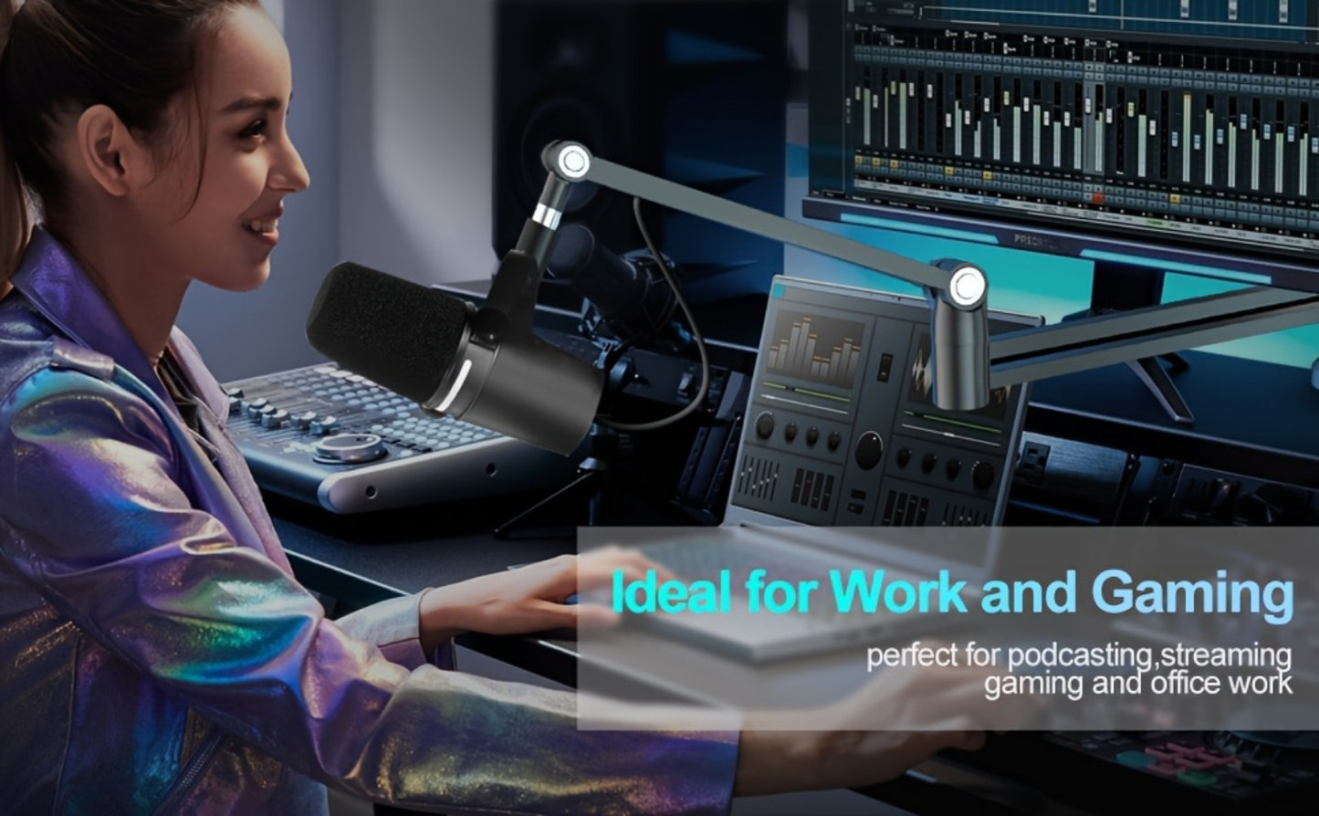 Low-Profile Microphone Boom Arm, 360-Degree Foldable Desk Mount Stand