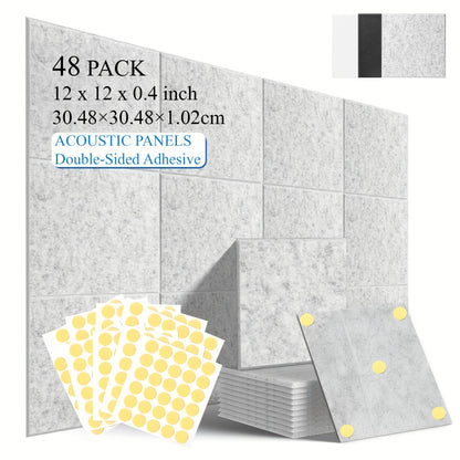Self-Adhesive Acoustic Wall Panels, 12-Inch Sound Treatment Tiles