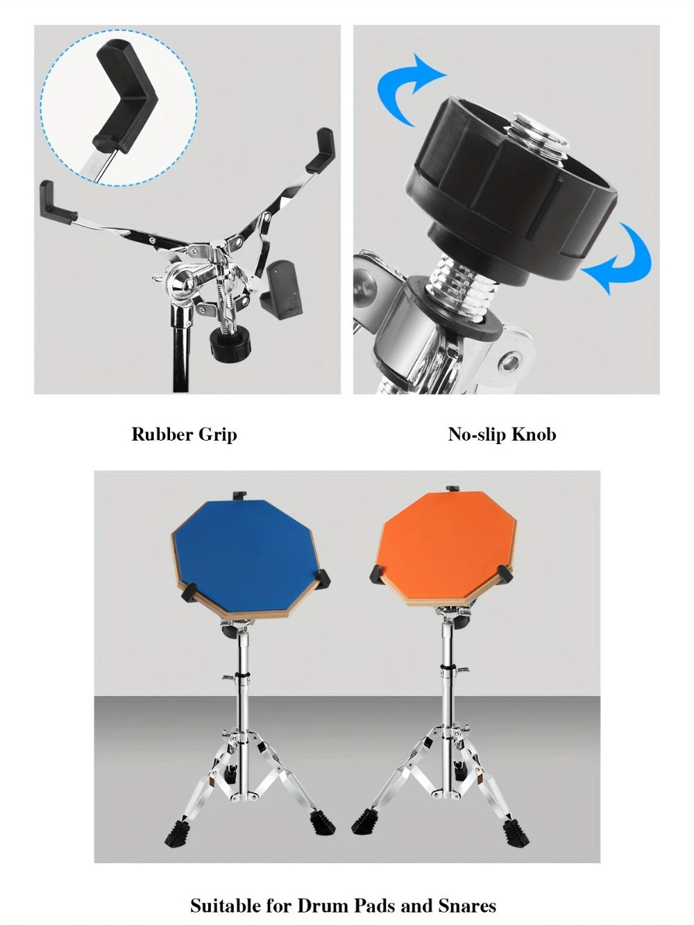 Adjustable Snare Drum Stand Set for 10 to 14-Inch Drums and Practice Pads