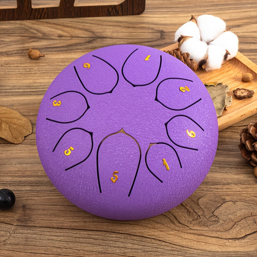 Steel Tongue Drum, 6-Inch 8-Tone Hand Drum with Mallet and Sheet Music
