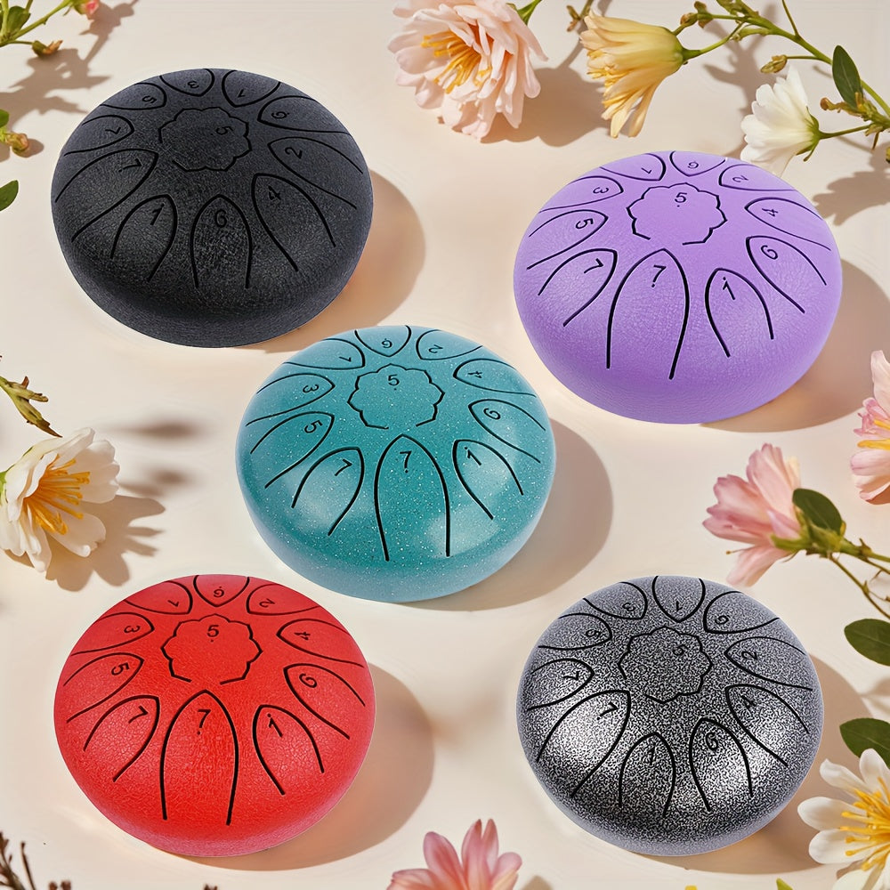 Outdoor Garden Rain Drum, Steel Tongue Drum-Durable Metal, Soothing Rainfall Sounds, Perfect for Garden, Yoga & Meditation, Halloween & Christmas Gifts with Drum Bag, Music Book, Drum Mallets Etc.
