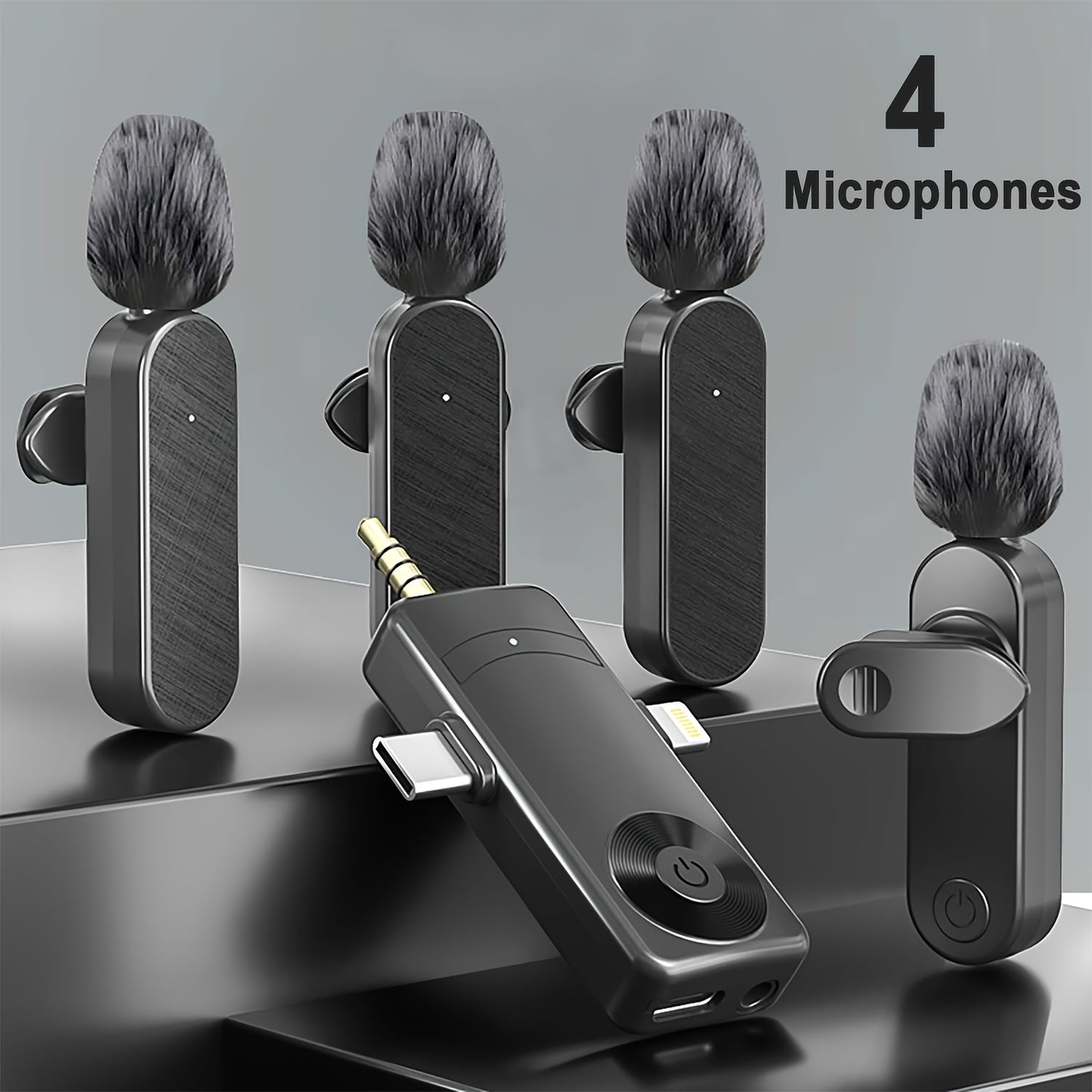 Lewinner Wireless Lavalier Microphone, Includes Windproof Foam Cover, Clip-on Microphone, Wireless Microphone for Vlogging, Suitable for iPhone, Android Phones, Computers, Cameras