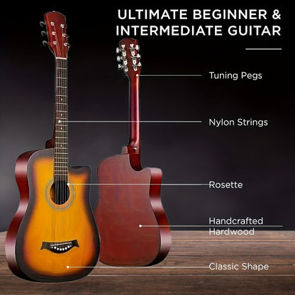 Acoustic Guitar, 38 Inch, Inch, Matte, Beginners for Lessons and Practice