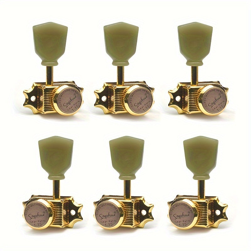 SAPHUE 3+3 Vintage Style Locking Guitar Machine Heads 1:15 Ratio Lock String Deluxe Tuning Key Pegs Tuners Set Replacement for Electric, Acoustic Or Folk Guitars