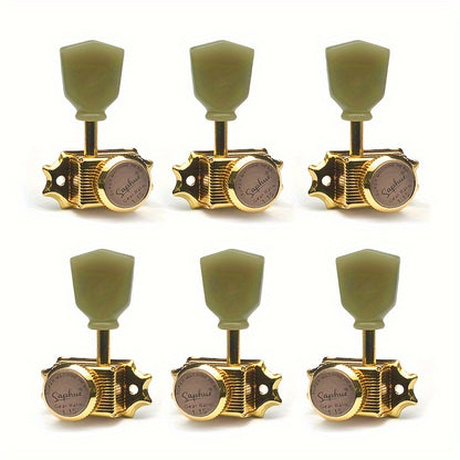 SAPHUE 3+3 Vintage Style Locking Guitar Machine Heads 1:15 Ratio Lock String Deluxe Tuning Key Pegs Tuners Set Replacement for Electric, Acoustic Or Folk Guitars