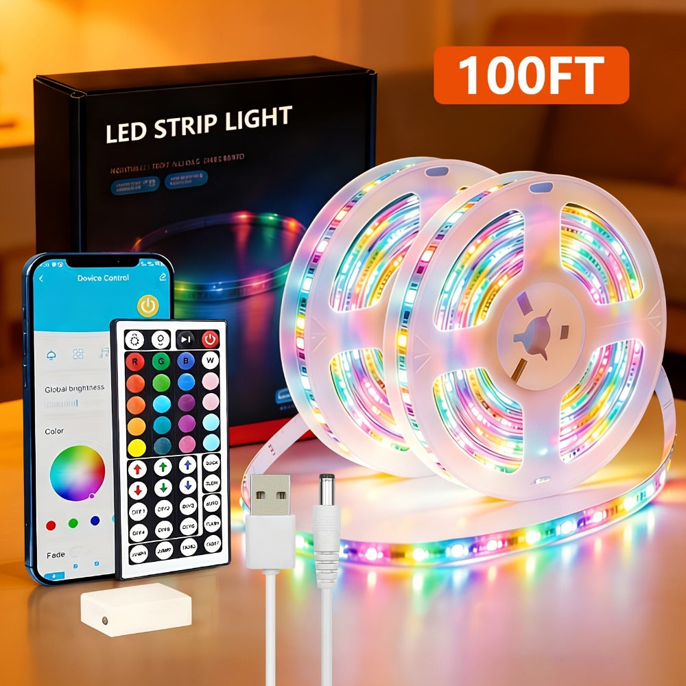 Smart LED Light Strip, 50/100-Foot RGB Set with App, Timer and Music Sync