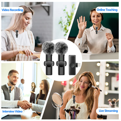 Items! Wireless Microphone, Professional Noise Cancelling Clip on Mic, USB-C Rechargeable, Plug And Play, Suitable for Content Creator Equipment, Video Recording, Interviews, Gaming Mic, Singing Microphone, Phone Microphone