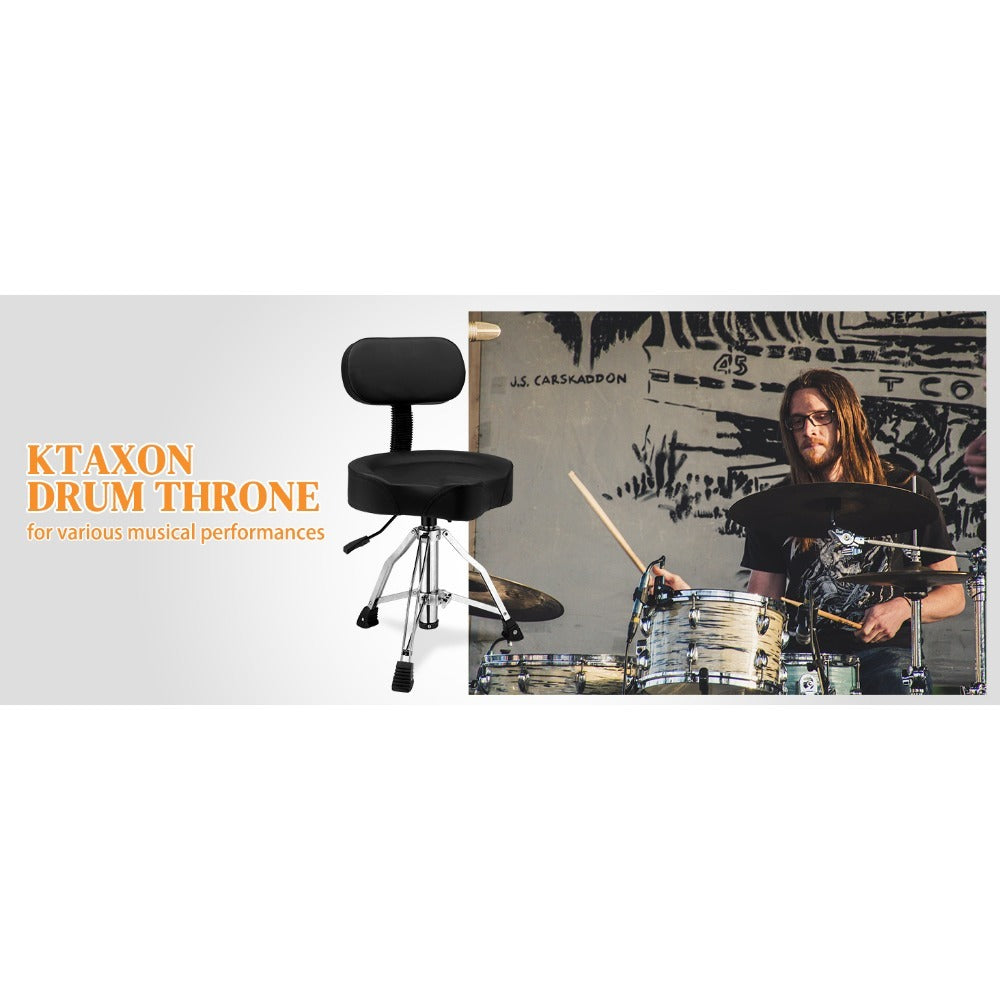 Hydraulic Drum Throne with Backrest, Adjustable Saddle Seat for Drummers