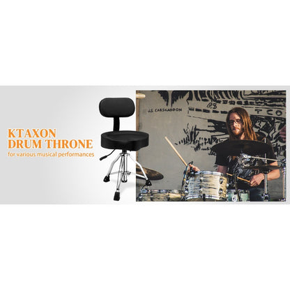 Hydraulic Drum Throne with Backrest, Adjustable Saddle Seat for Drummers