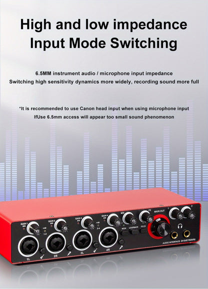 USB Audio Interface, 192Khz, Professional, 4-Channel, Sound for Recording and Streaming