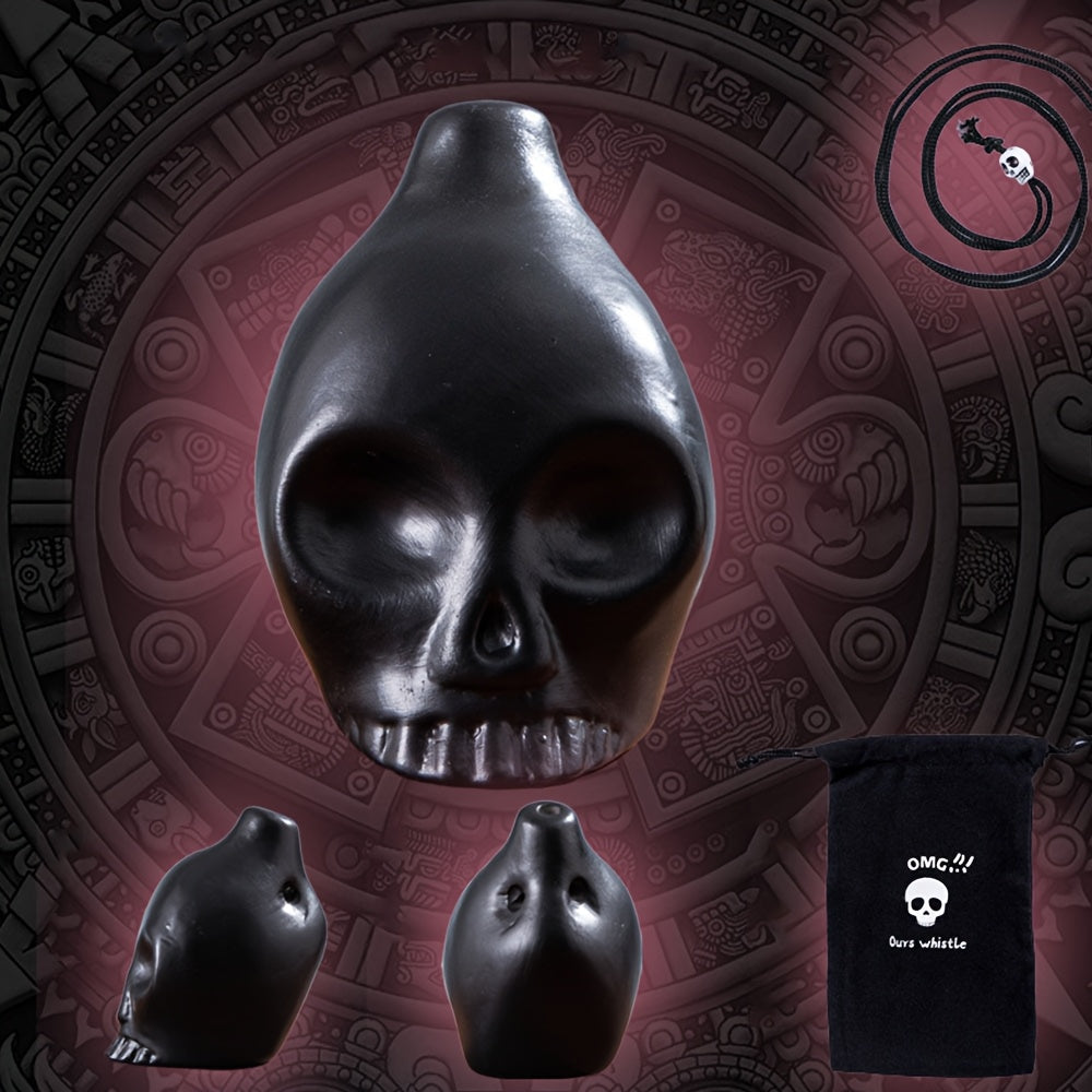 1pc Aztec Death Whistle-Handcrafted Ceramic Skull Musical Instrument Replica-A Unique Gift for History Lovers and Collectors, No Batteries Required