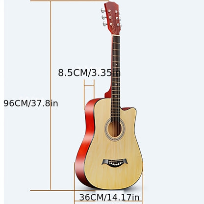 [Guitar Starter Kit] 38-Inch Wooden Classical Guitar Starter Kit, Includes Strings, Gig Bag, Strap, And Picks. Features Excellent Sound Projection, Stability, Comfortable Grip, And High-Quality Craftsmanship, Designed For Beginners' Home Practice And Perf
