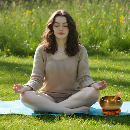 Tibetan Singing Bowl Set with Mallet and Washers for Meditation and Yoga