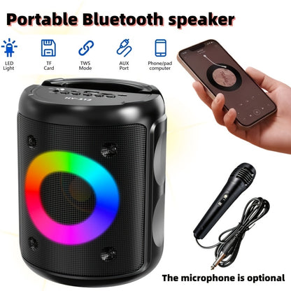 HY-312 Portable Karaoke System, Portable Speaker, Stereo Speaker, Subwoofer, Outdoor Wireless Speaker, Party Disco Light, TWS, TF, AUX, MIC, Microphone Selectable, Holiday Gift