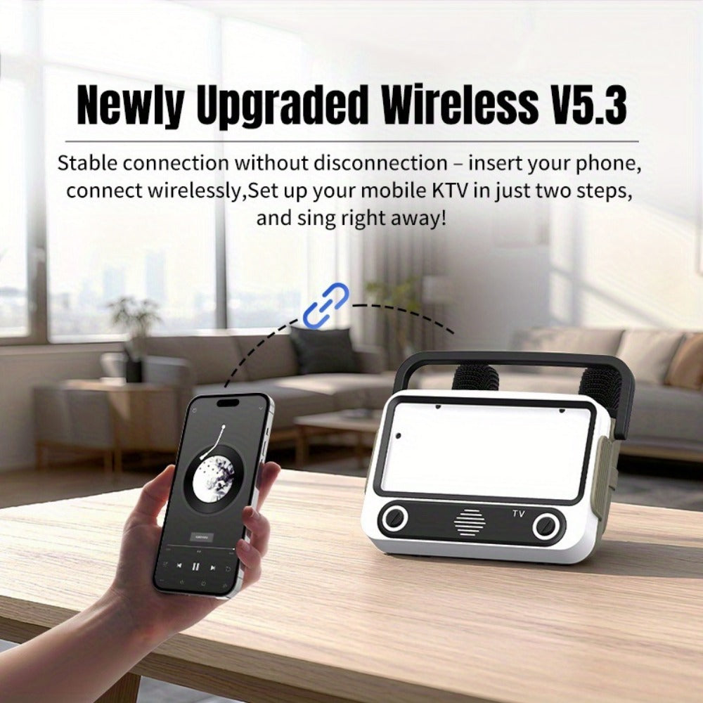 Portable PA Speaker, White, Wireless, USB-C, Karaoke, Machine for Parties and Karaoke